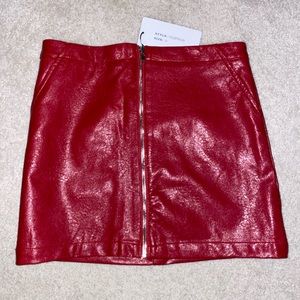 Red pleather mini skirt